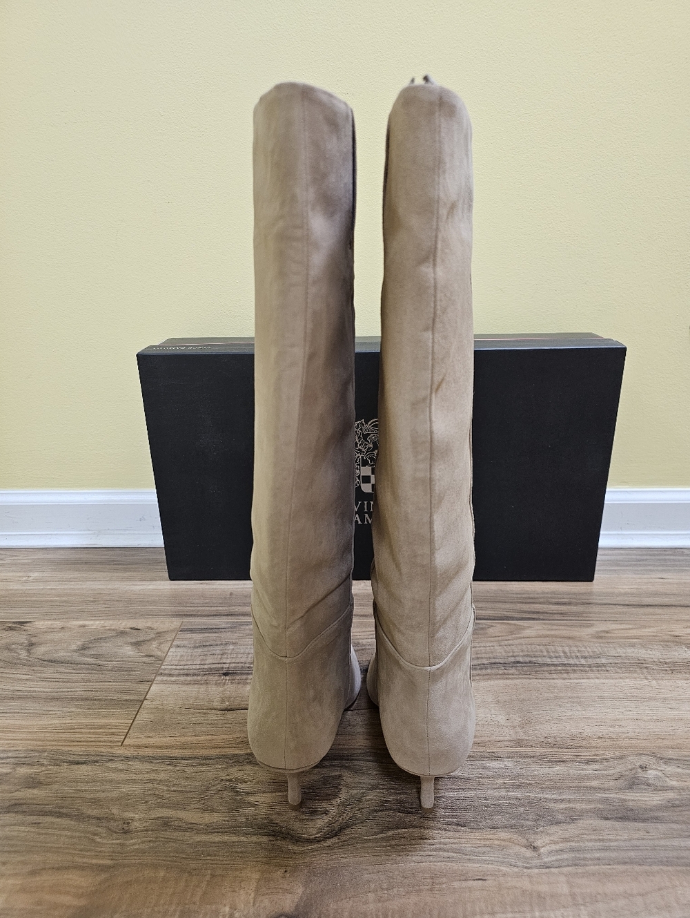 Vince Camuto Tan Suede Knee-High Pointed-Toe Boots - Picture 4 of 14